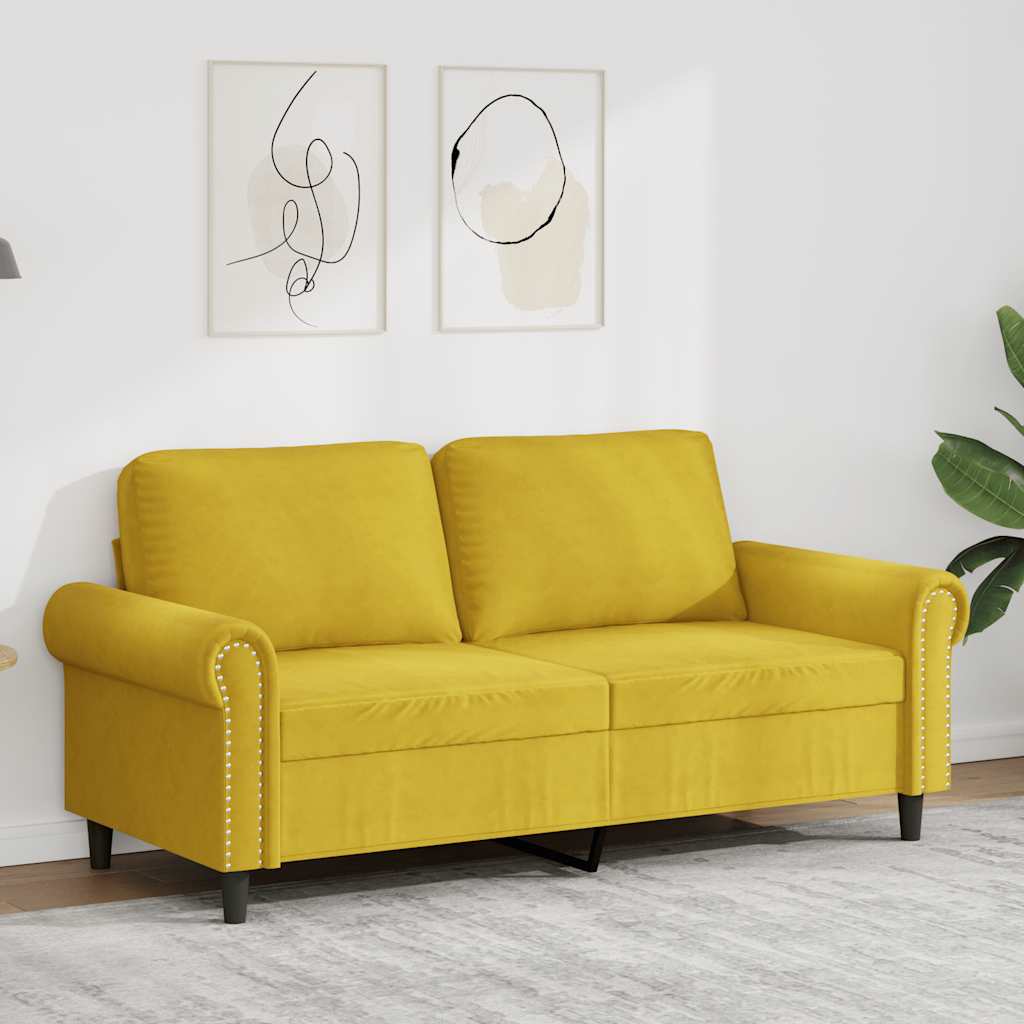 Canapé à 2 places Jaune 140 cm Velours - XIOS