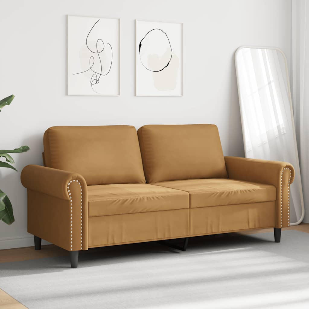 Canapé à 2 places Marron 140 cm Velours - XIOS