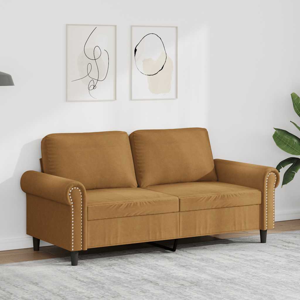 Canapé à 2 places Marron 140 cm Velours - XIOS