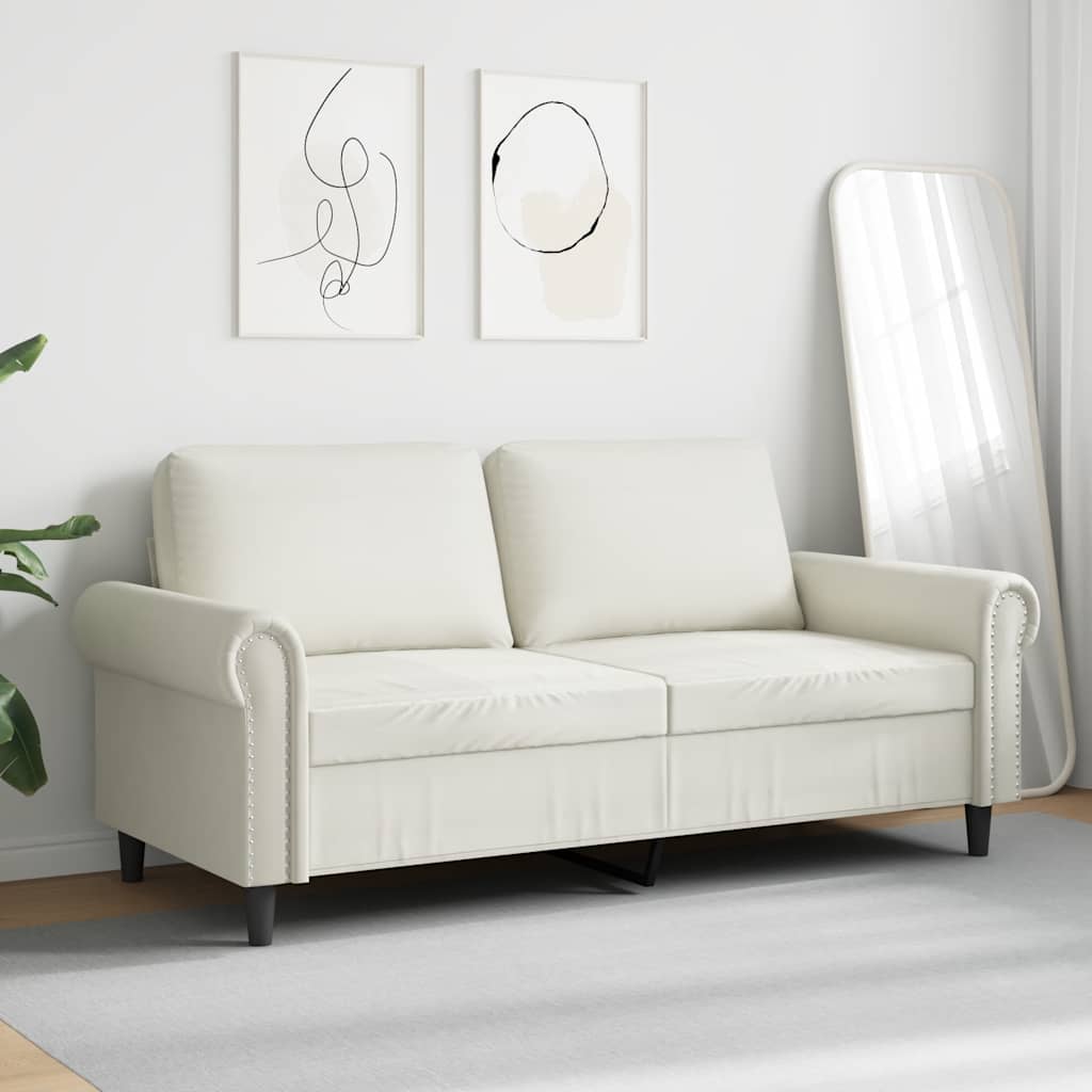 Canapé à 2 places Crème 140 cm Velours - XIOS