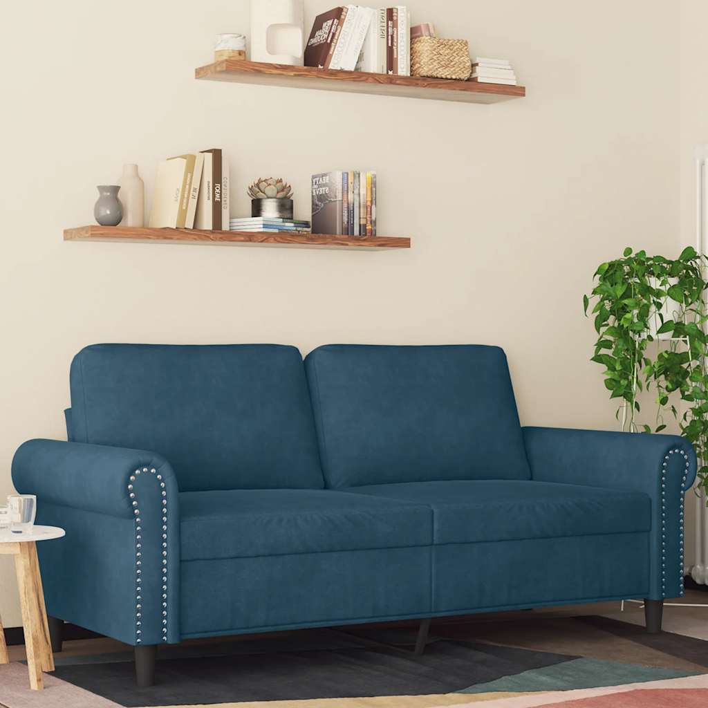 Canapé à 2 places Bleu 140 cm Velours - XIOS