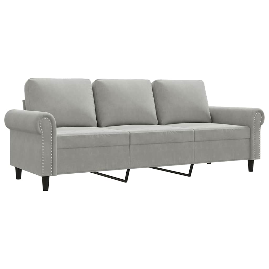 Canapé à 3 places Gris clair 180 cm Velours - XIOS
