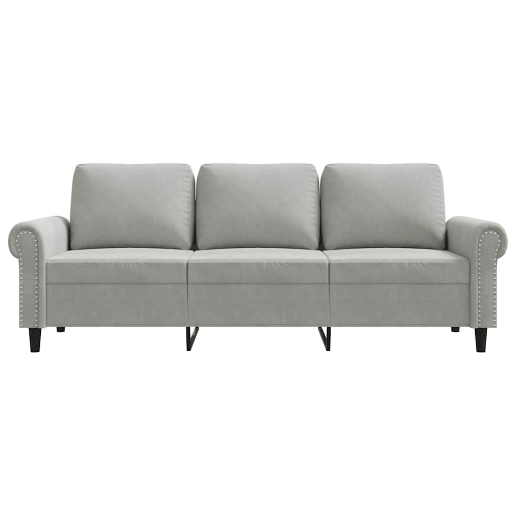 Canapé à 3 places Gris clair 180 cm Velours - XIOS