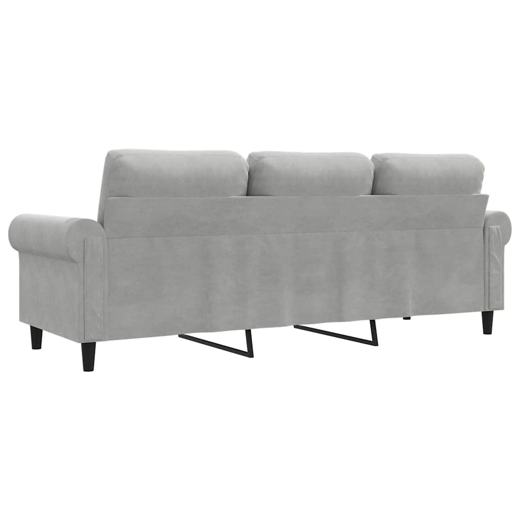 Canapé à 3 places Gris clair 180 cm Velours - XIOS