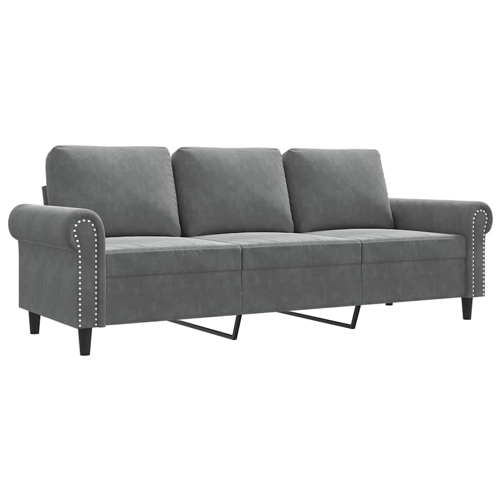 Canapé à 3 places Gris foncé 180 cm Velours - XIOS