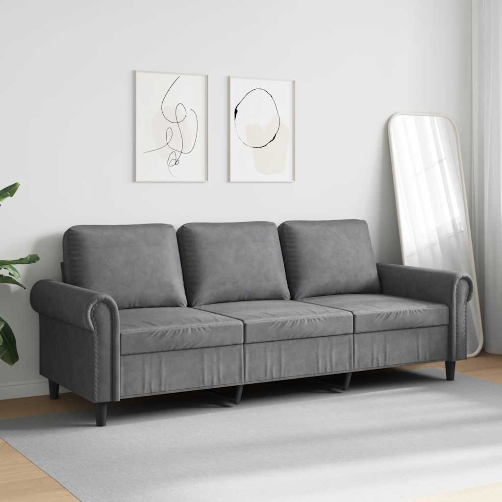 Canapé à 3 places Gris foncé 180 cm Velours - XIOS
