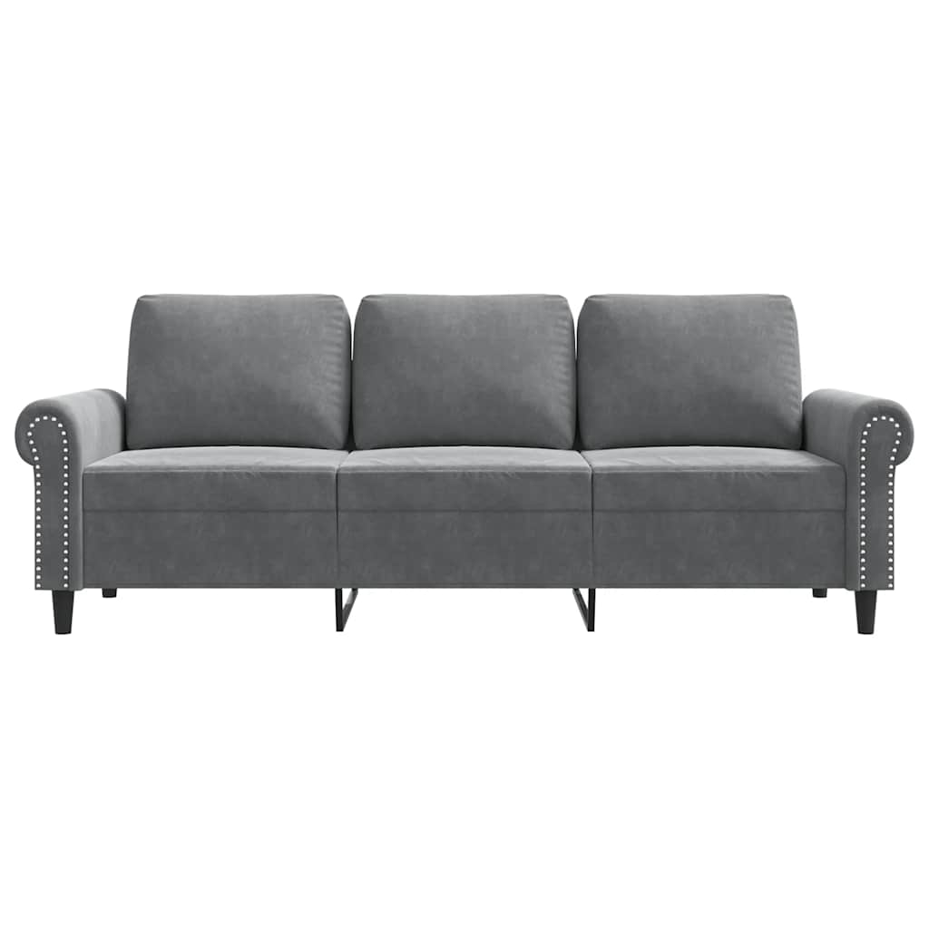 Canapé à 3 places Gris foncé 180 cm Velours - XIOS