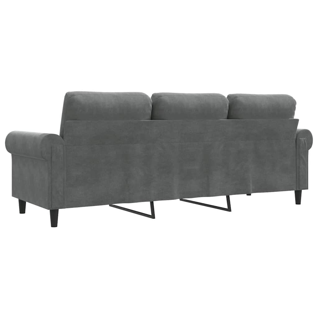 Canapé à 3 places Gris foncé 180 cm Velours - XIOS