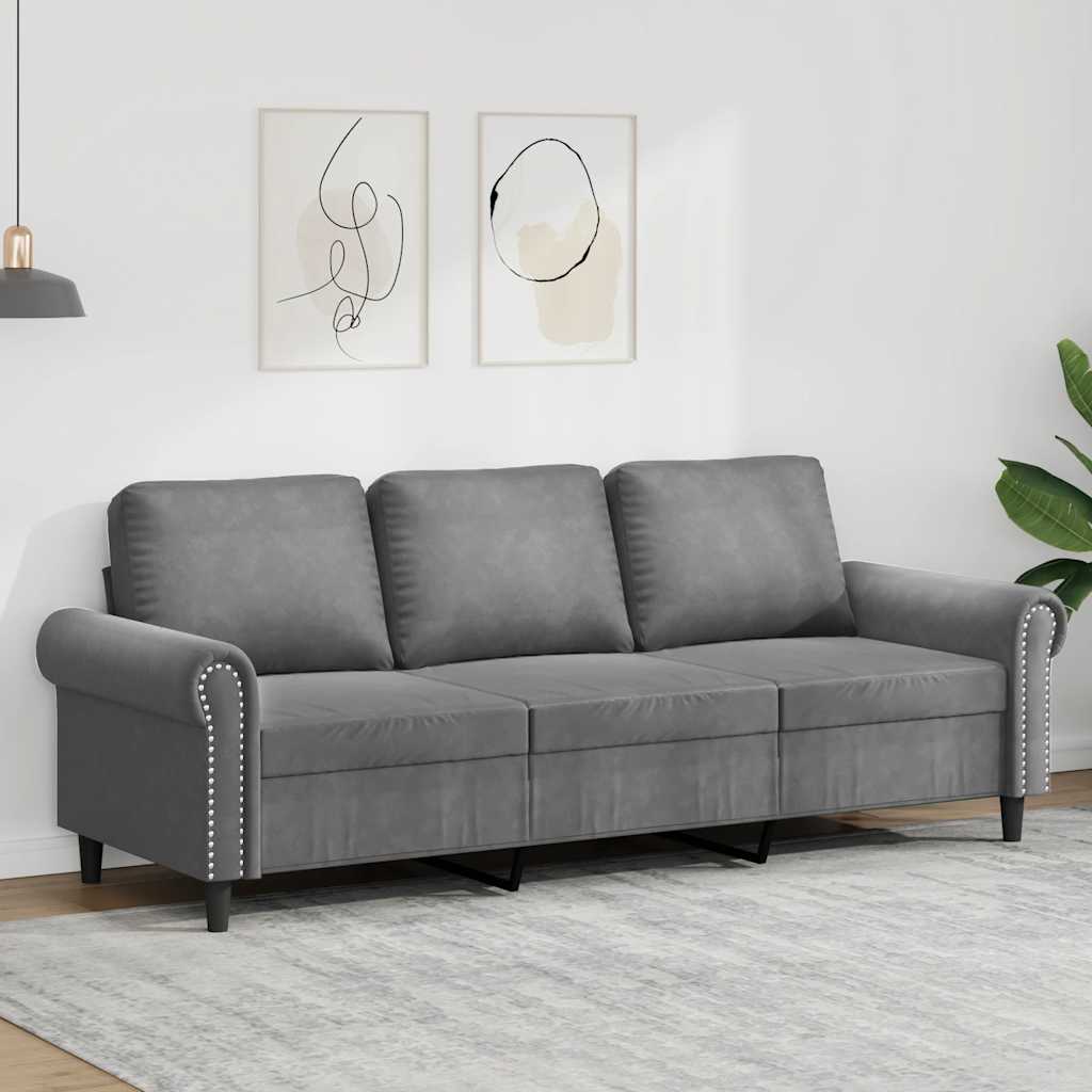 Canapé à 3 places Gris foncé 180 cm Velours - XIOS