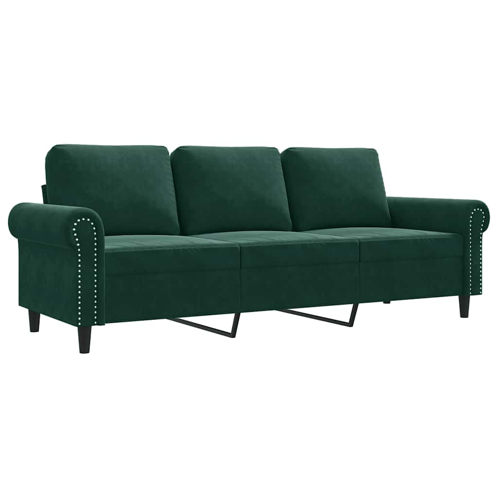 Canapé à 3 places Vert foncé 180 cm Velours - XIOS