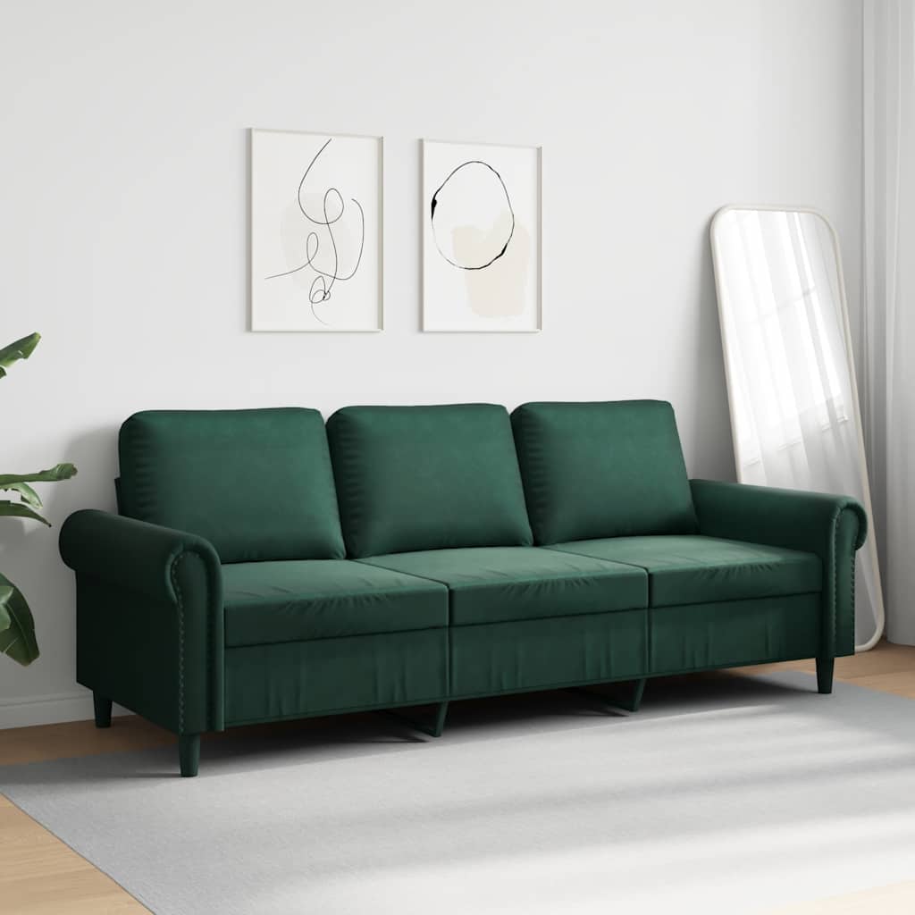 Canapé à 3 places Vert foncé 180 cm Velours - XIOS