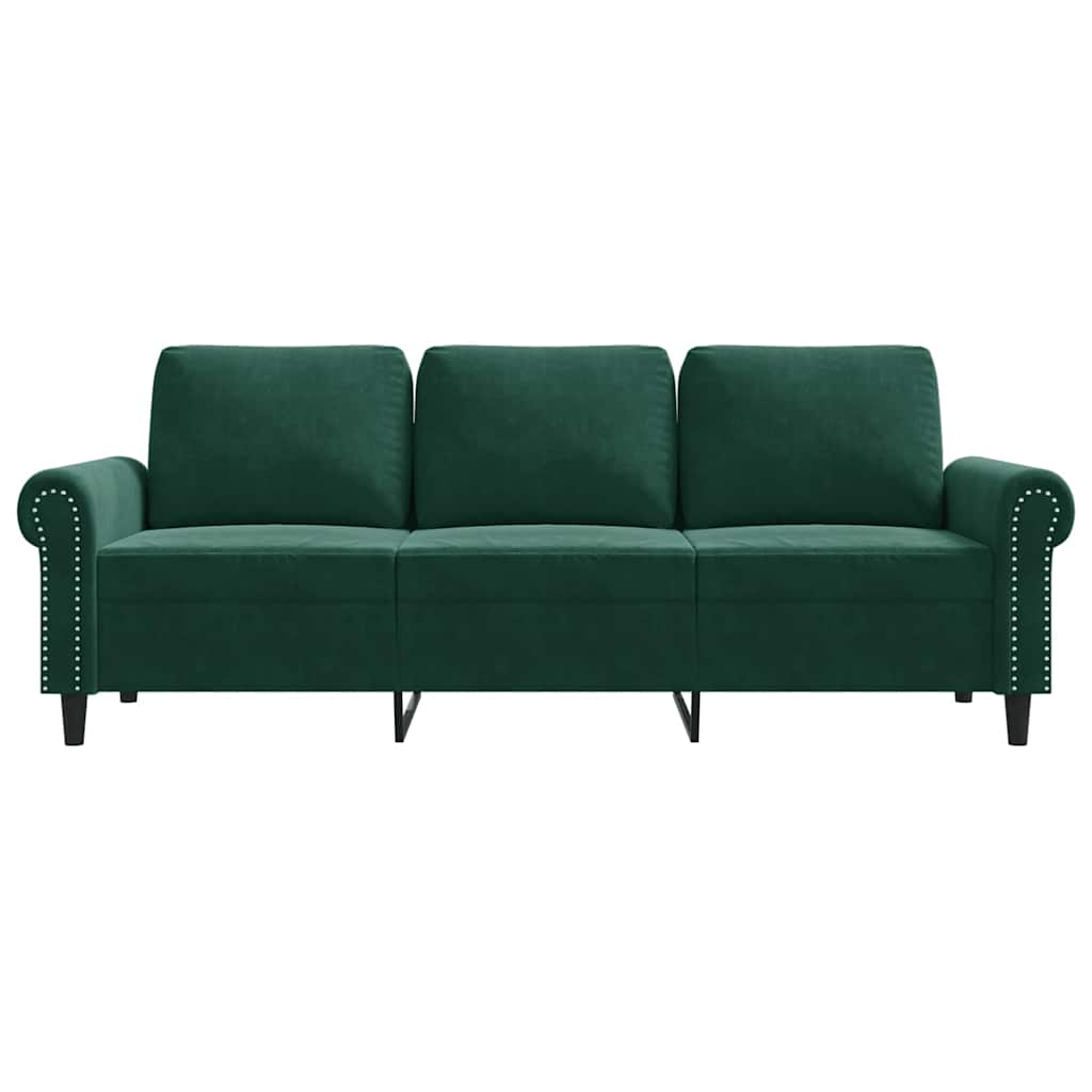Canapé à 3 places Vert foncé 180 cm Velours