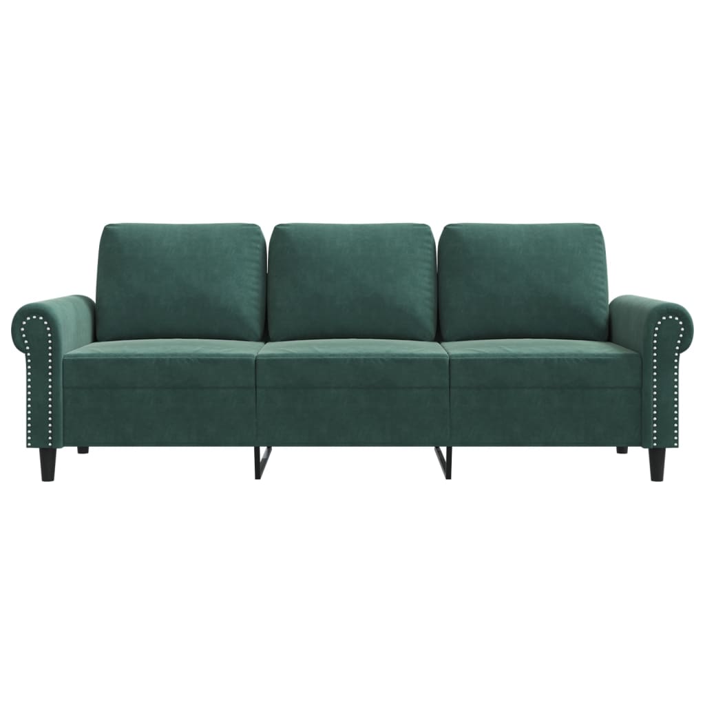 Canapé à 3 places Vert foncé 180 cm Velours - XIOS