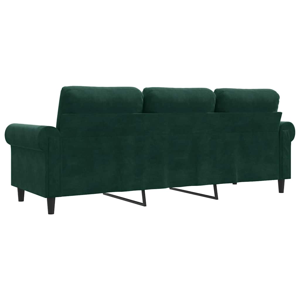 Canapé à 3 places Vert foncé 180 cm Velours