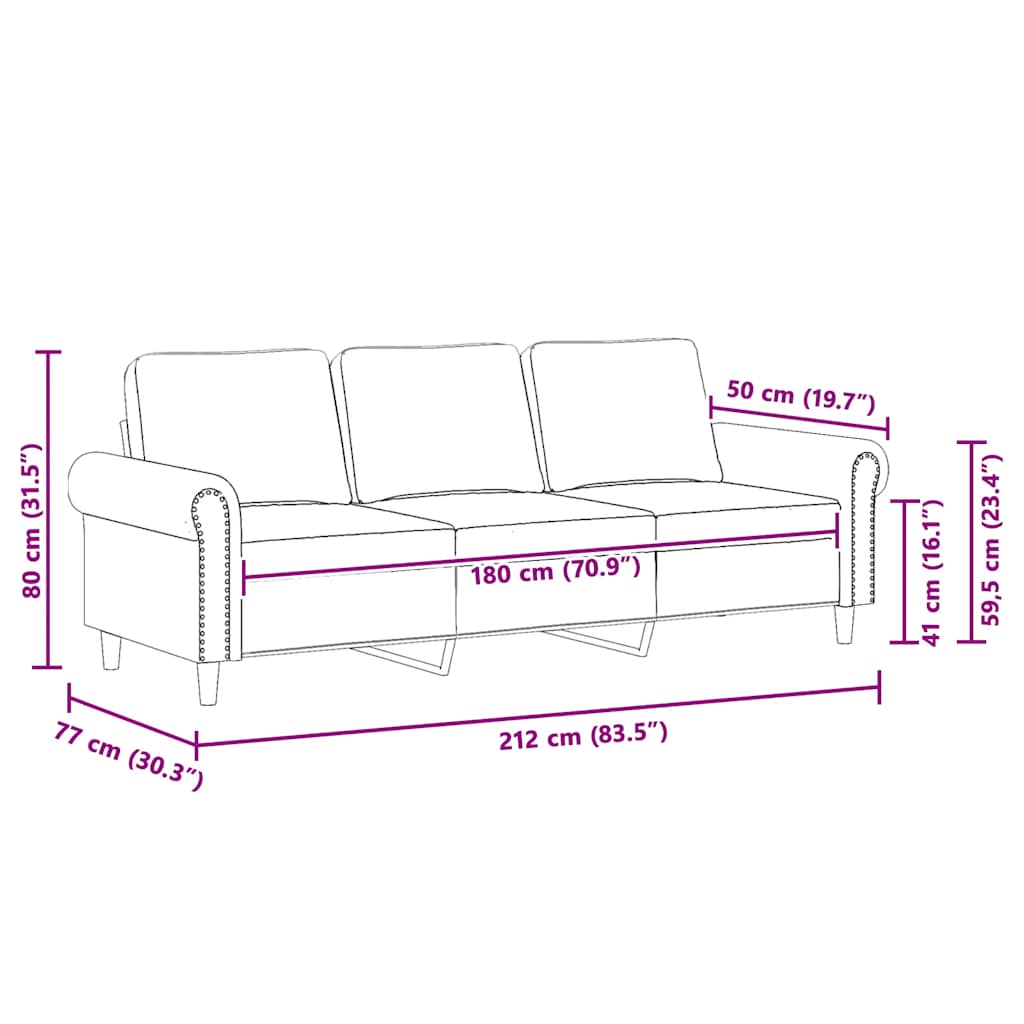 Canapé à 3 places Vert foncé 180 cm Velours - XIOS