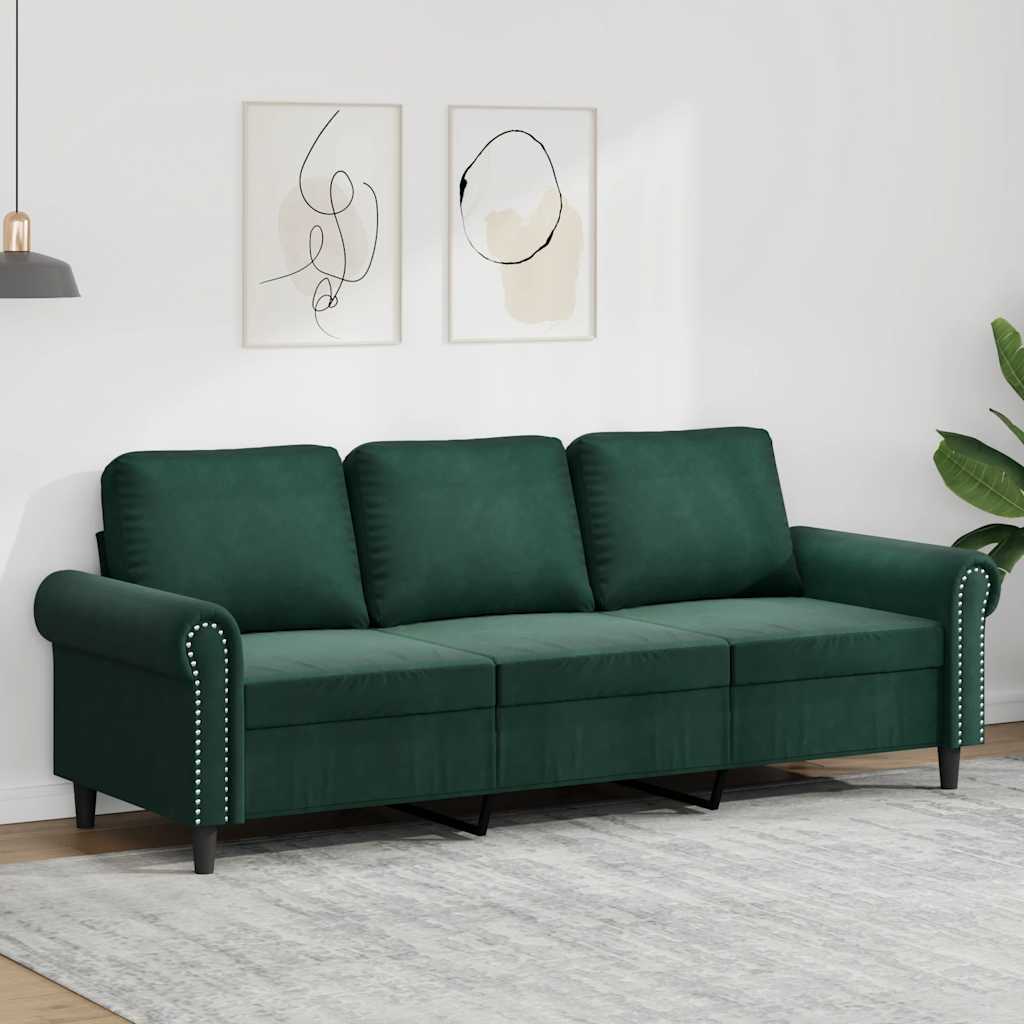 Canapé à 3 places Vert foncé 180 cm Velours - XIOS