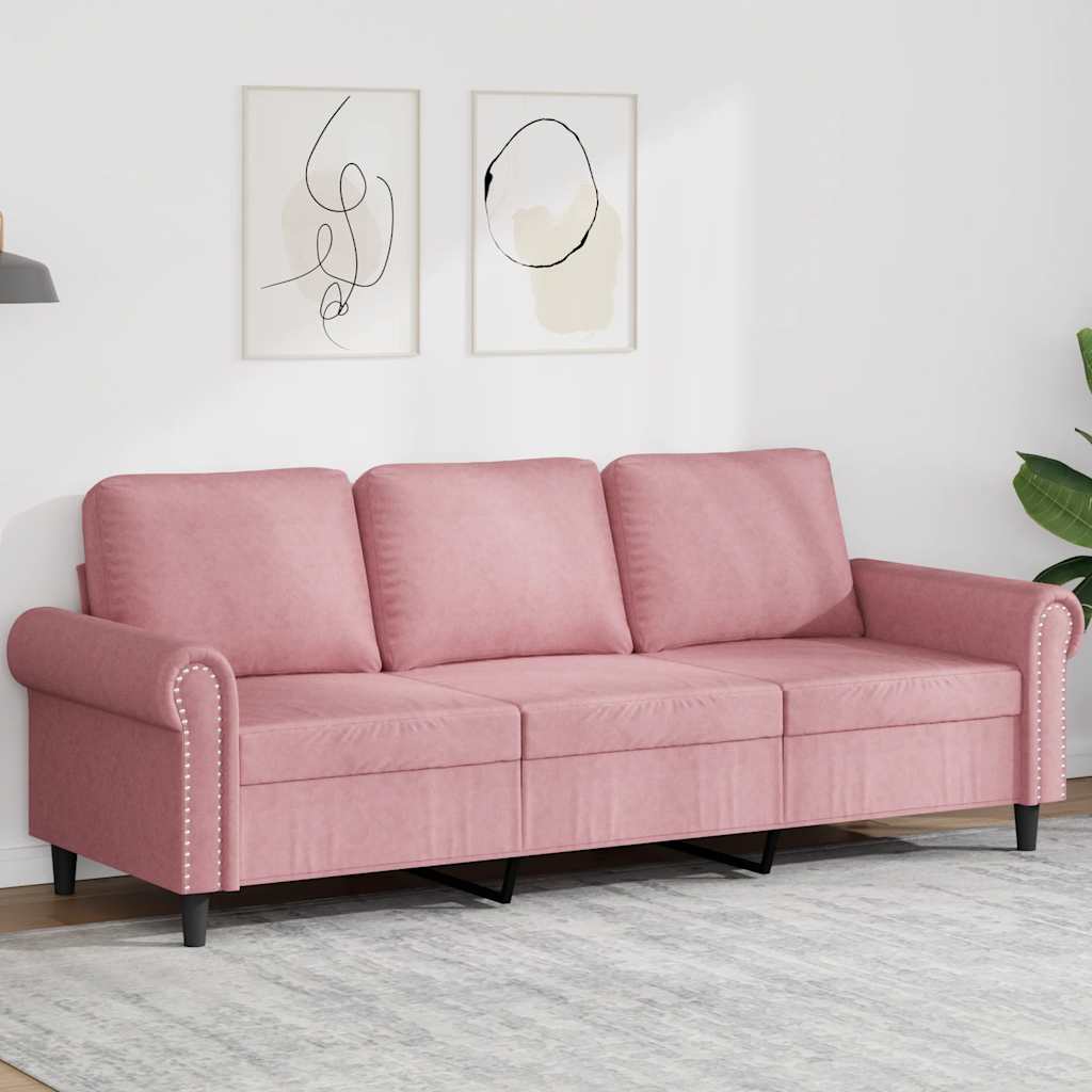 Canapé à 3 places Rose 180 cm Velours - XIOS