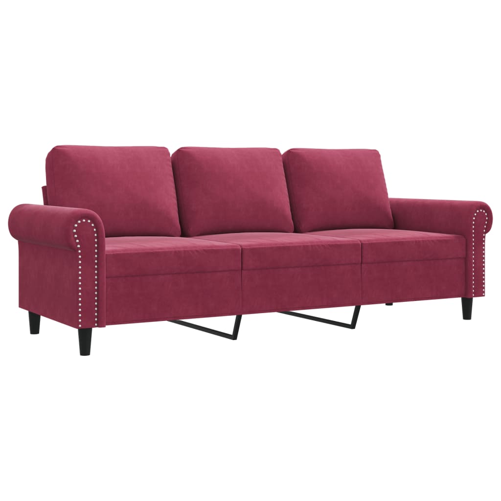 Canapé à 3 places Rouge bordeaux 180 cm Velours - XIOS