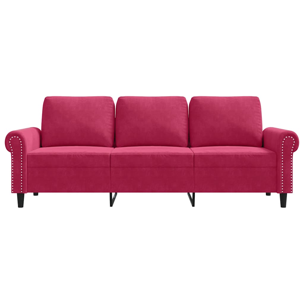 Canapé à 3 places Rouge bordeaux 180 cm Velours - XIOS