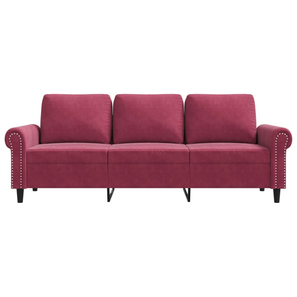 Canapé à 3 places Rouge bordeaux 180 cm Velours - XIOS