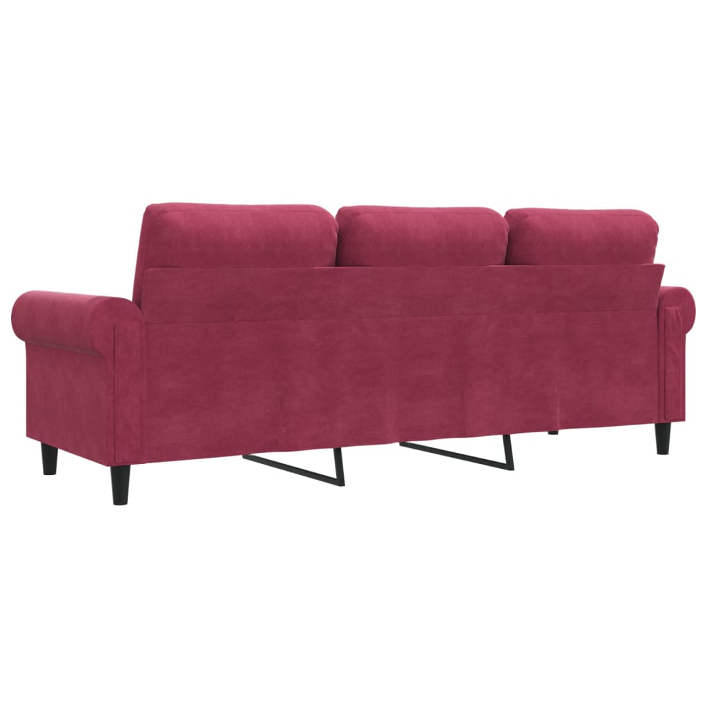 Canapé à 3 places Rouge bordeaux 180 cm Velours - XIOS