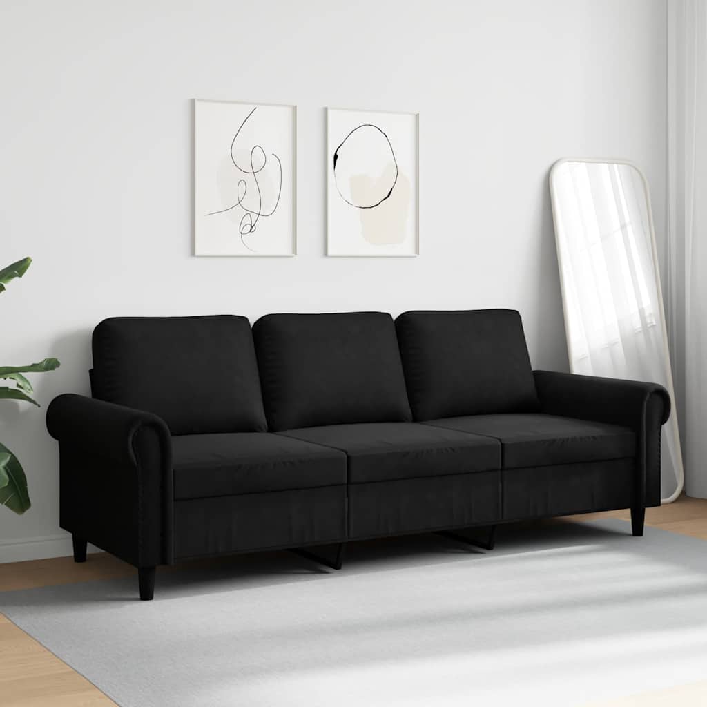 Canapé à 3 places Noir 180 cm Velours