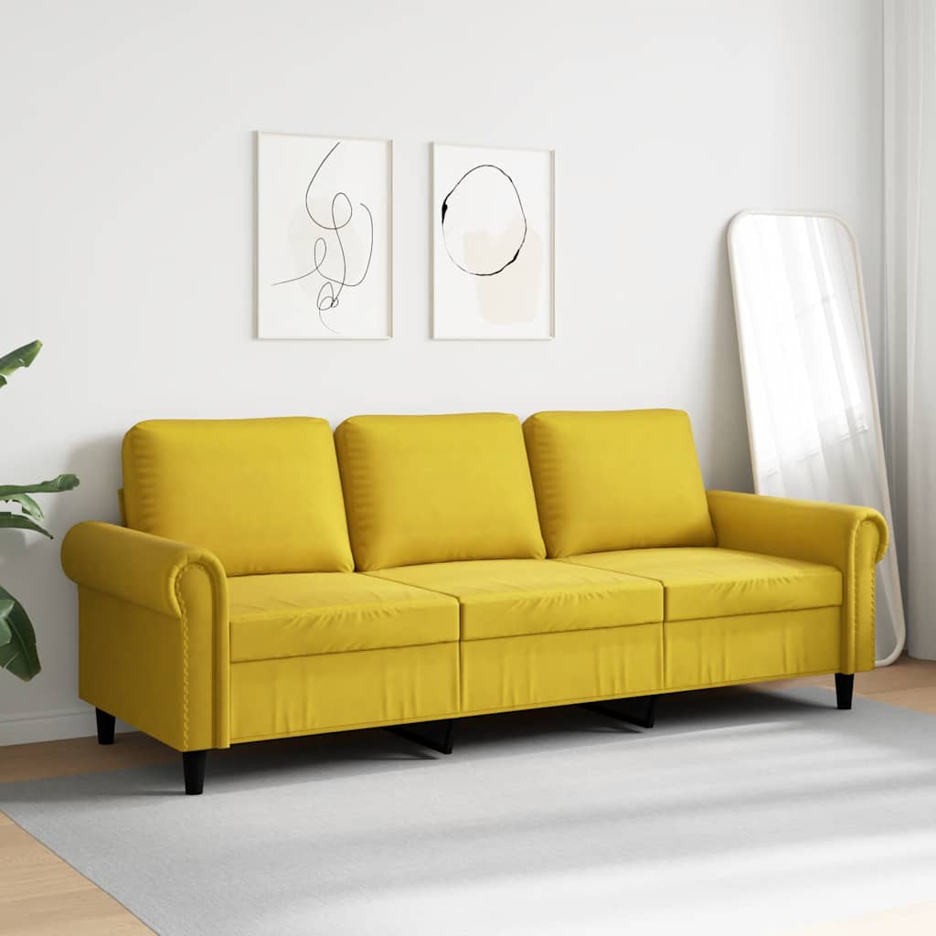Canapé à 3 places Jaune 180 cm Velours - XIOS