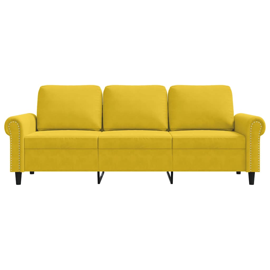 Canapé à 3 places Jaune 180 cm Velours - XIOS
