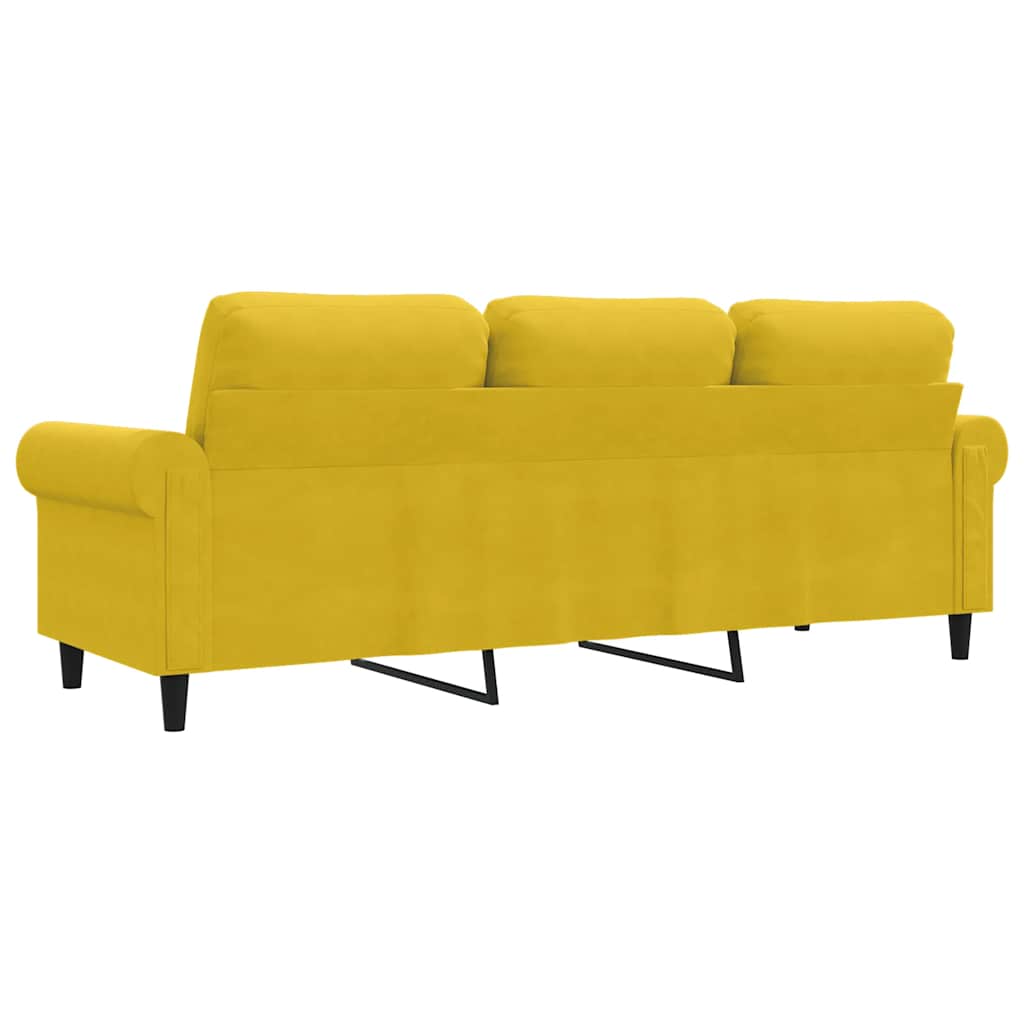 Canapé à 3 places Jaune 180 cm Velours - XIOS
