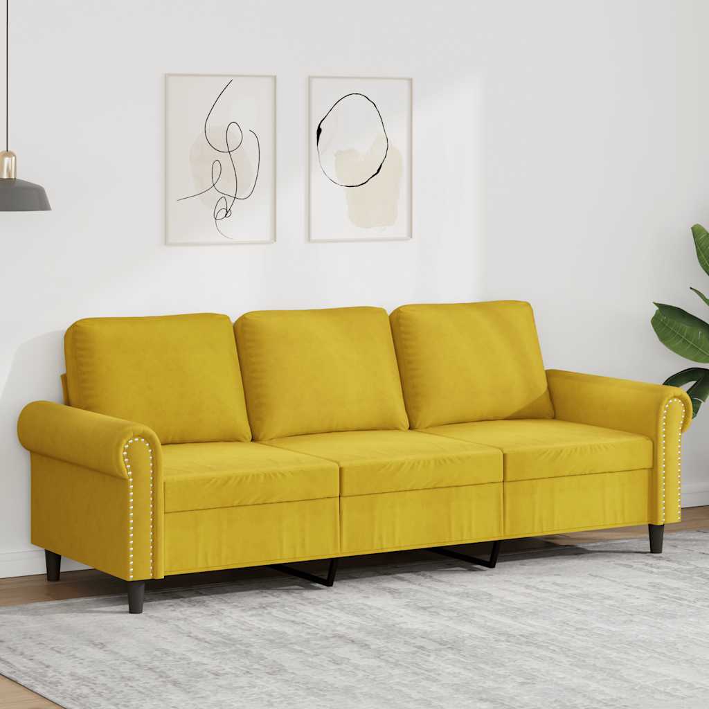 Canapé à 3 places Jaune 180 cm Velours - XIOS