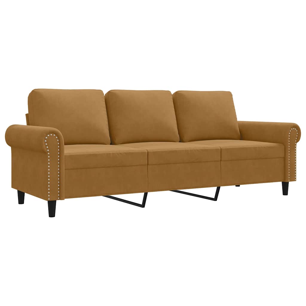 Canapé à 3 places Marron 180 cm Velours - XIOS
