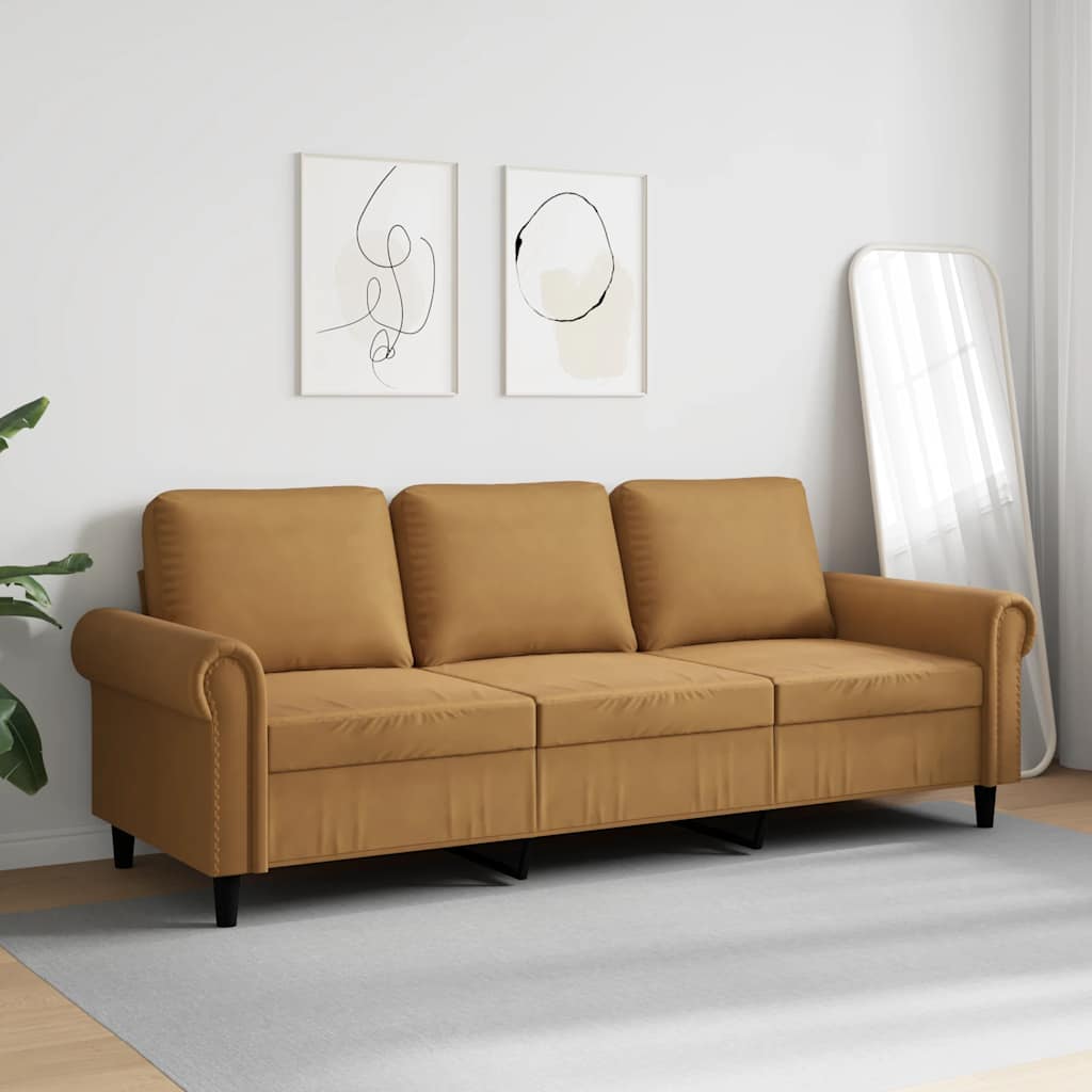Canapé à 3 places Marron 180 cm Velours - XIOS