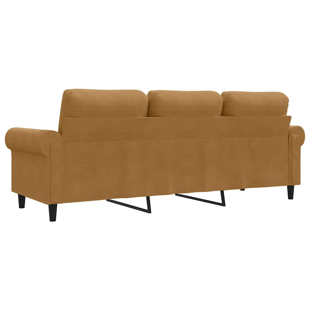 Canapé à 3 places Marron 180 cm Velours - XIOS