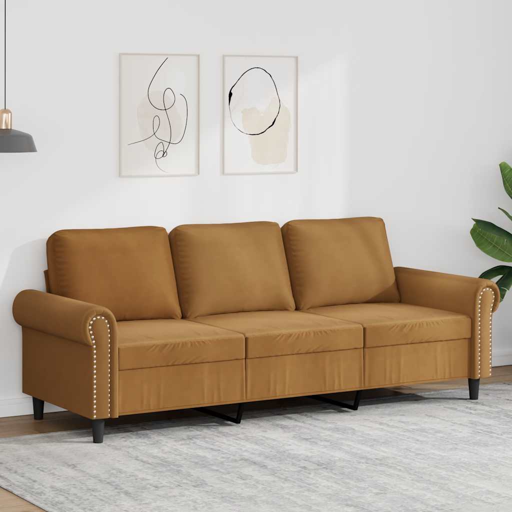 Canapé à 3 places Marron 180 cm Velours - XIOS