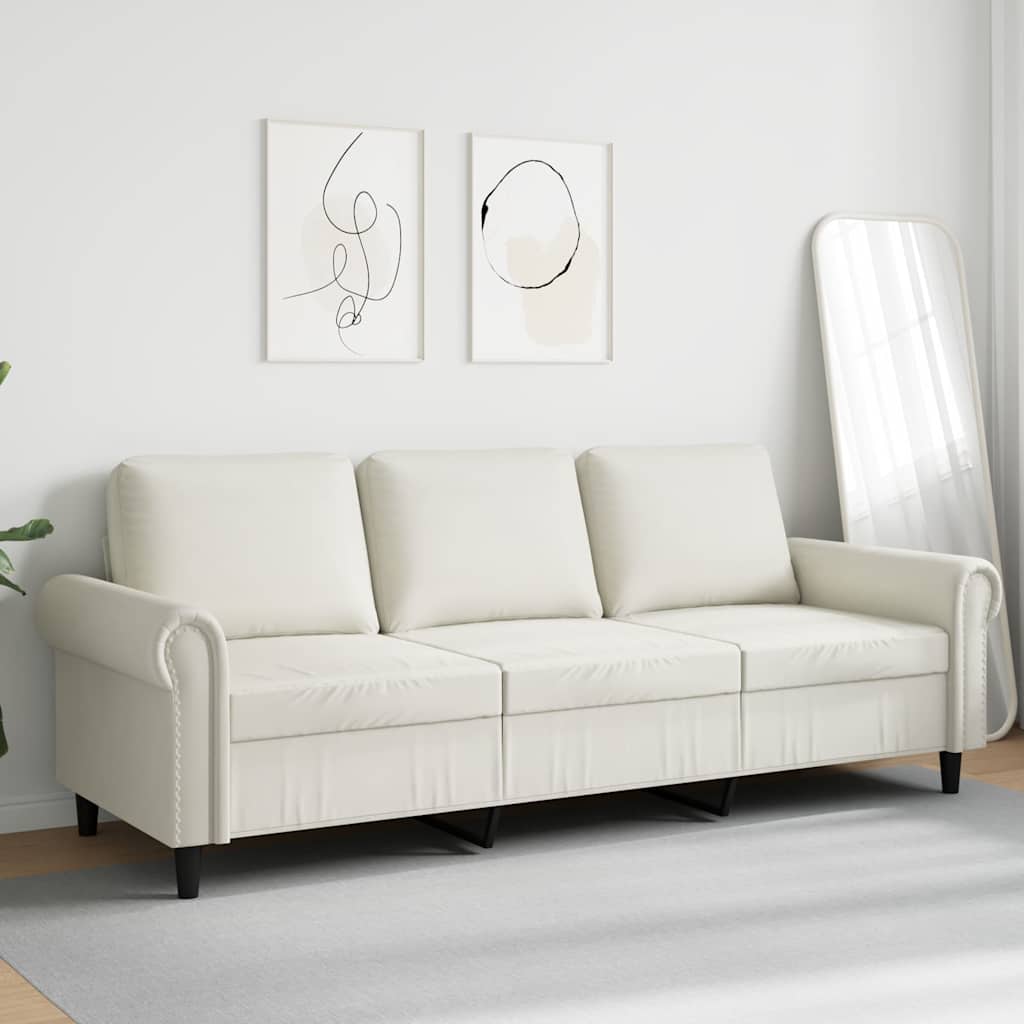 Canapé à 3 places Crème 180 cm Velours