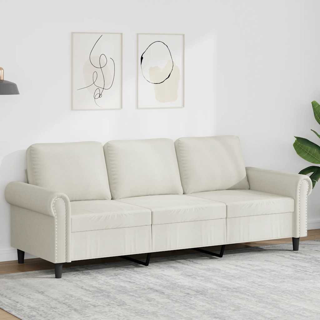 Canapé à 3 places Crème 180 cm Velours