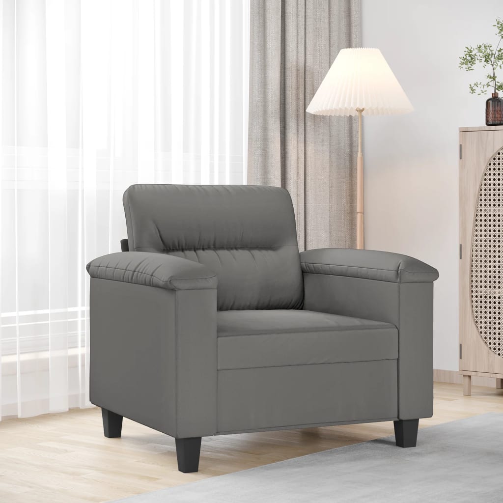 Fauteuil gris foncé 60 cm tissu microfibre - XIOS