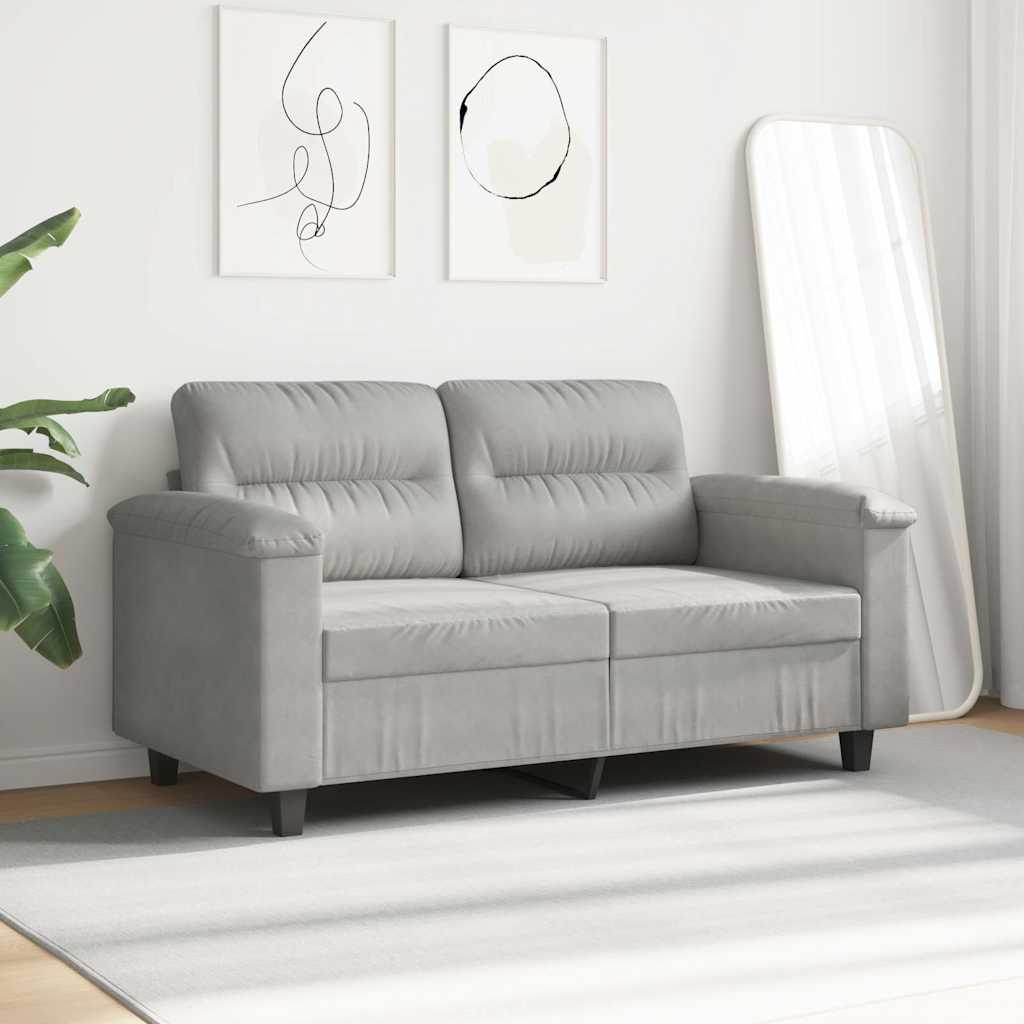 Canapé à 2 places Gris clair 120 cm Tissu microfibre - XIOS