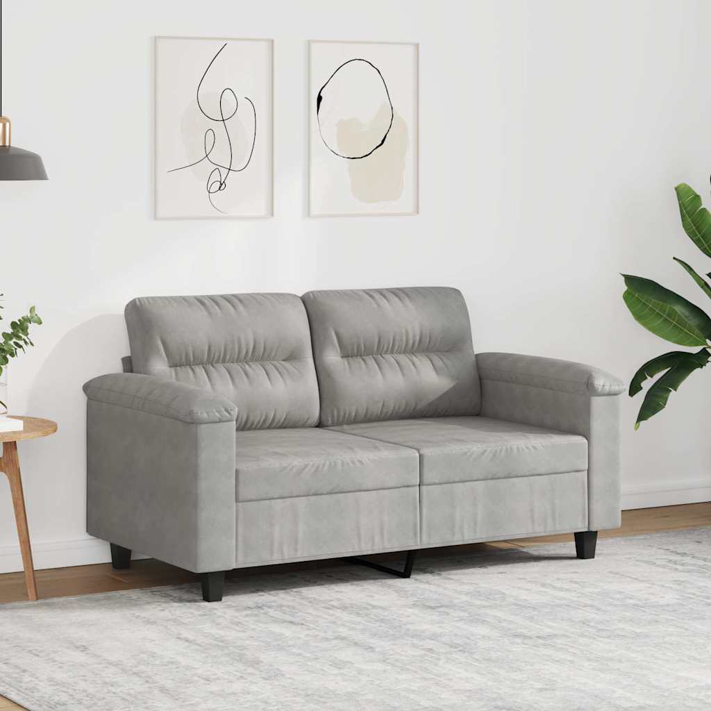 Canapé à 2 places Gris clair 120 cm Tissu microfibre - XIOS
