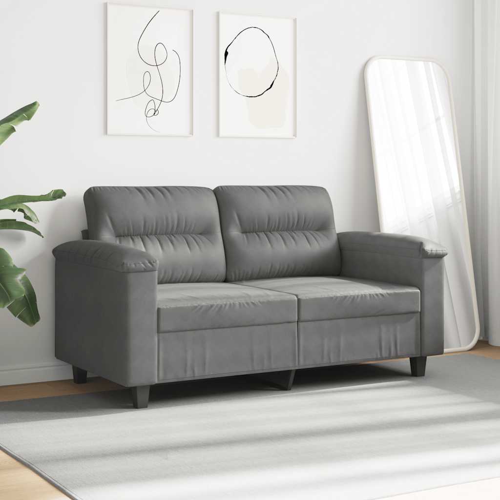 Canapé à 2 places Gris foncé 120 cm Tissu microfibre - XIOS
