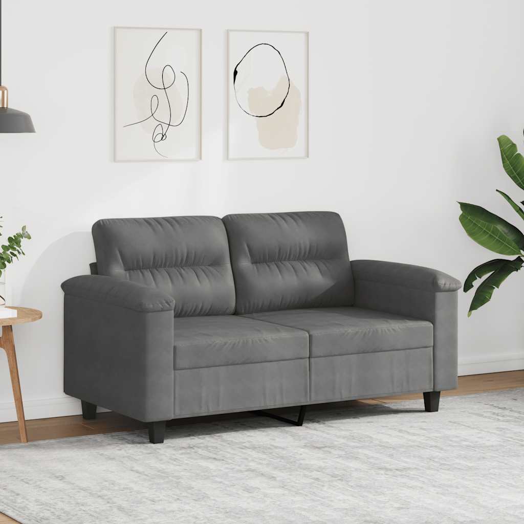 Canapé à 2 places Gris foncé 120 cm Tissu microfibre - XIOS