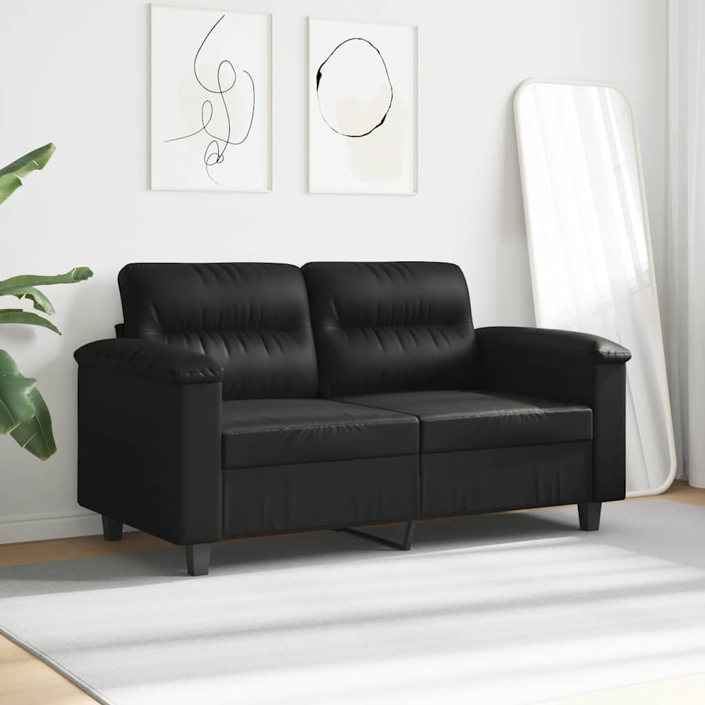 Canapé à 2 places Noir 120 cm Tissu microfibre - XIOS