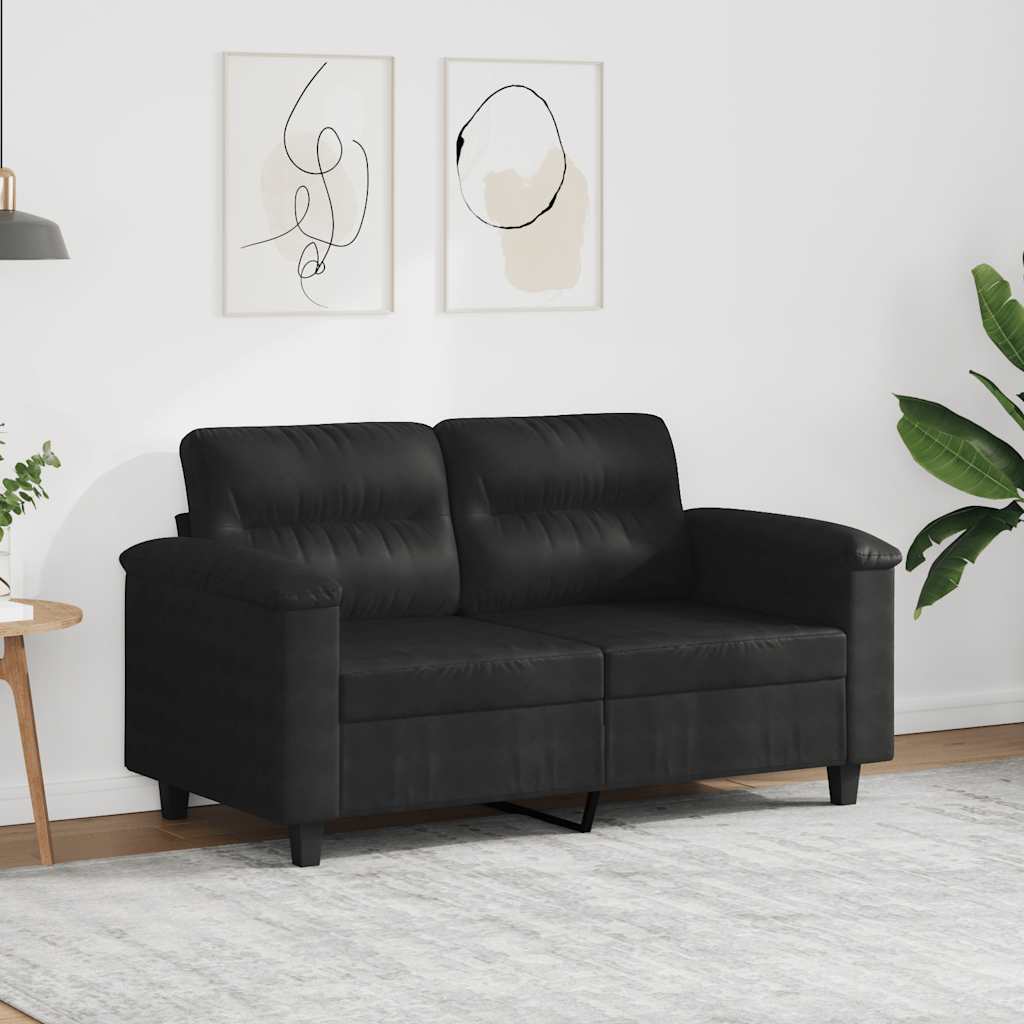 Canapé à 2 places Noir 120 cm Tissu microfibre - XIOS