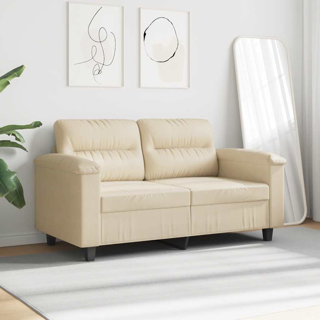 Canapé à 2 places Crème 120 cm Tissu microfibre - XIOS