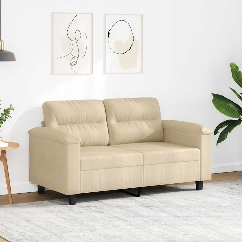 Canapé à 2 places Crème 120 cm Tissu microfibre - XIOS