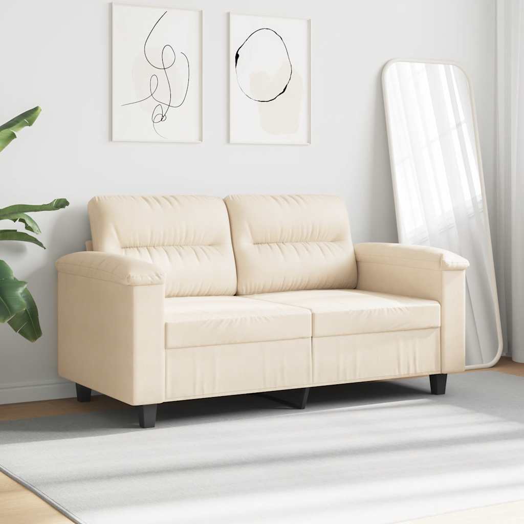 Canapé à 2 places Beige 120 cm Tissu microfibre - XIOS