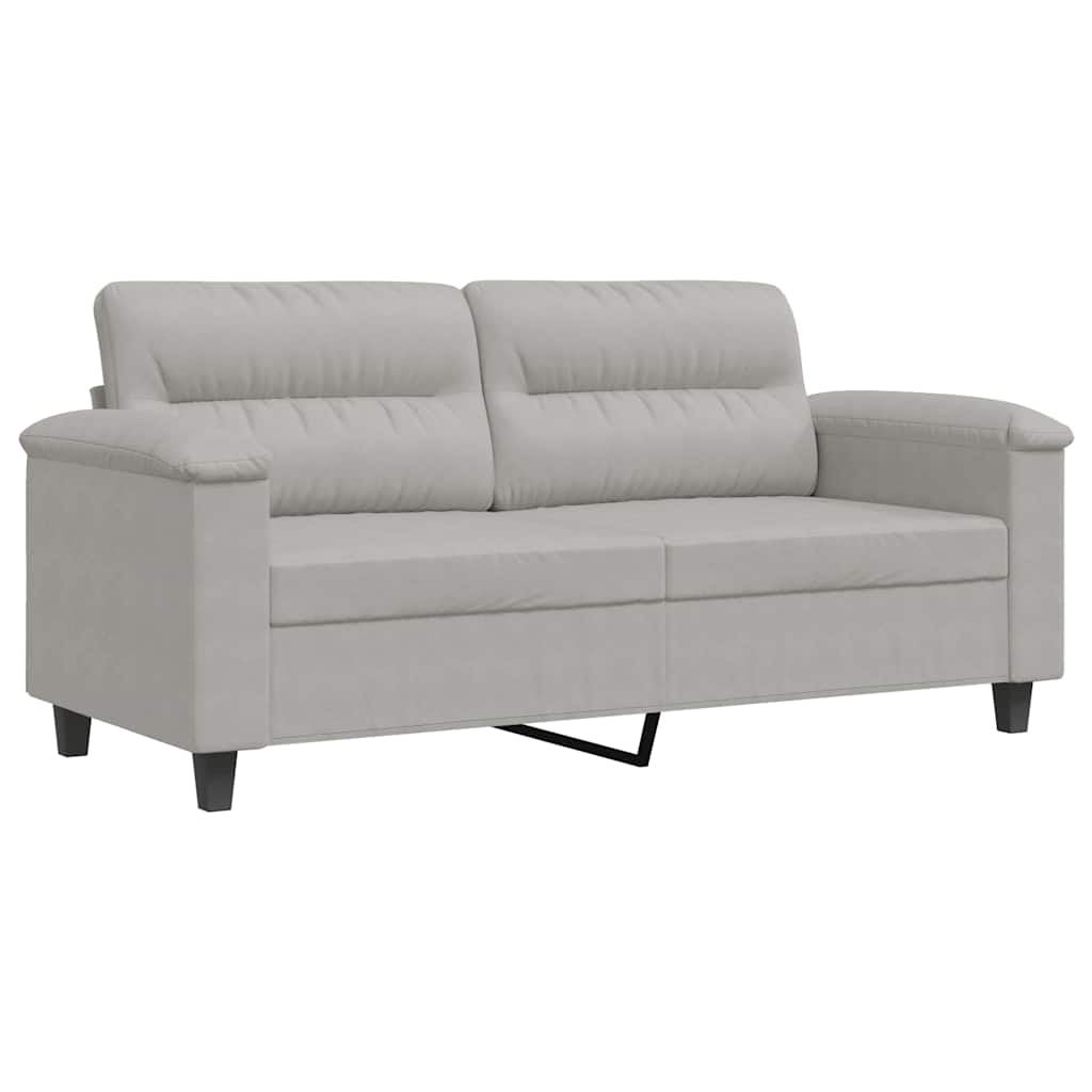 Canapé à 2 places Gris clair 140 cm Tissu microfibre - XIOS