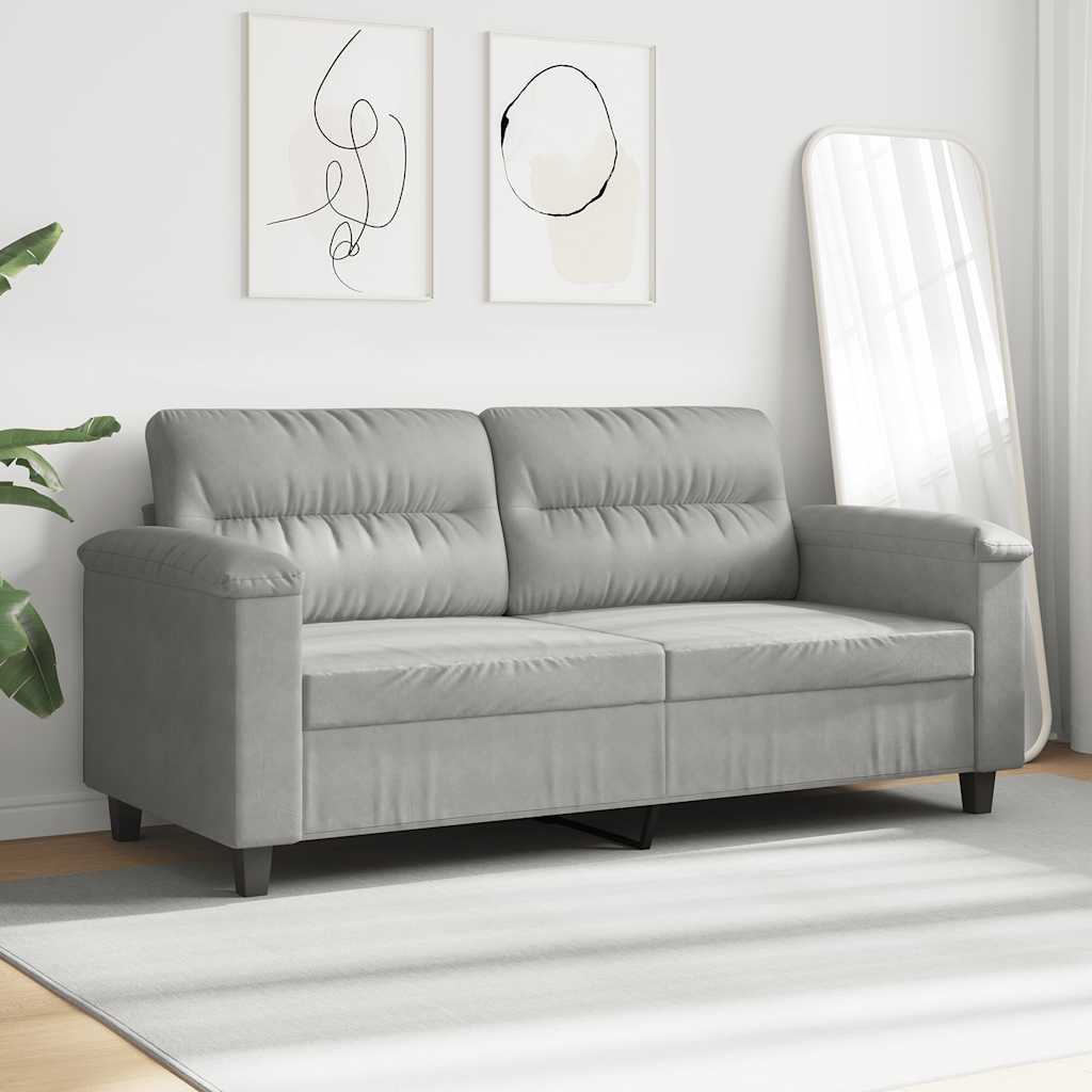 Canapé à 2 places Gris clair 140 cm Tissu microfibre - XIOS