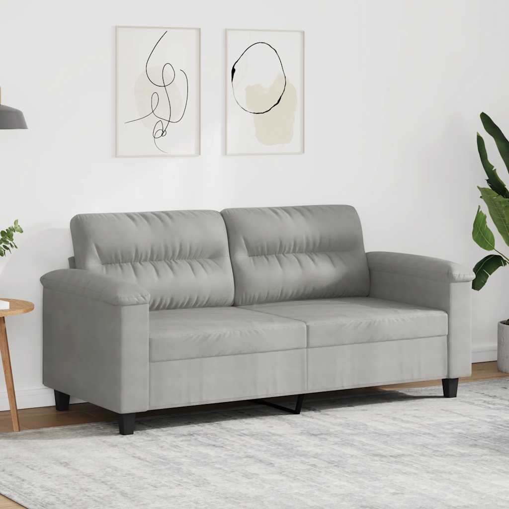 Canapé à 2 places Gris clair 140 cm Tissu microfibre - XIOS