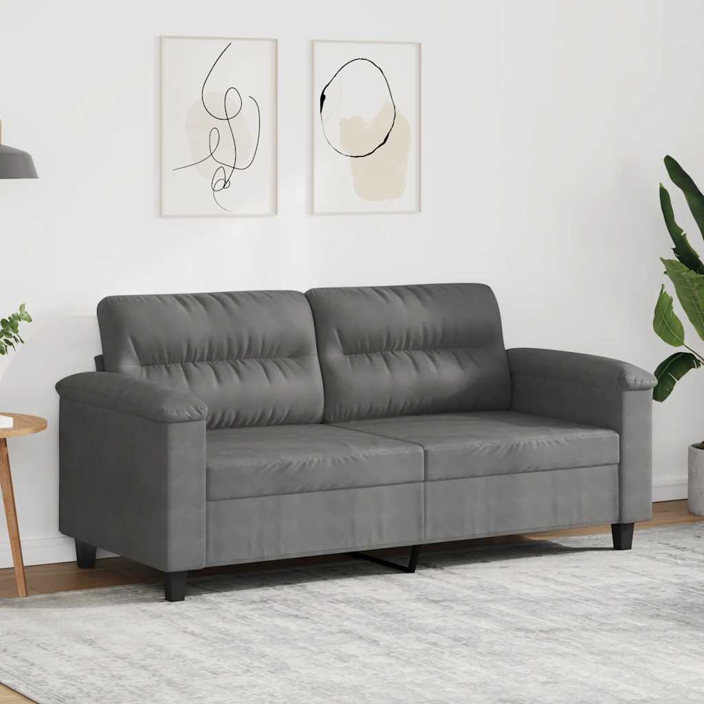 Canapé à 2 places Gris foncé 140 cm Tissu microfibre - XIOS